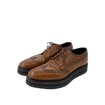 Prada Brown Baroque Lace-Up Thick Sole Shoes