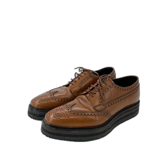 Prada Brown Baroque Lace-Up Thick Sole Shoes