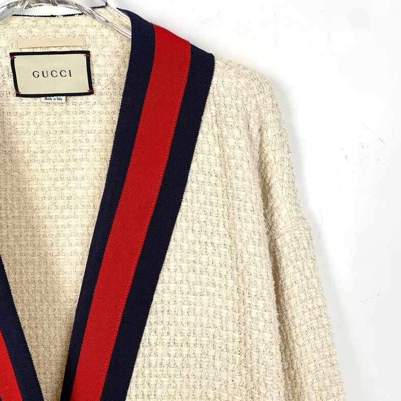 Gucci Beige V-Neck Long Sleeve Cardigan