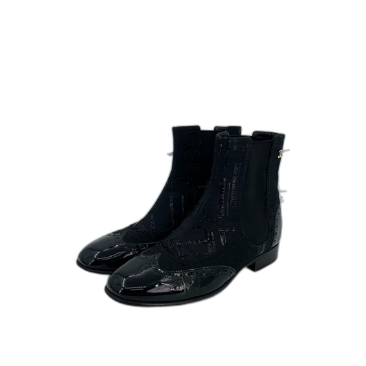 Black Woven Chelsea Boots from Chanel