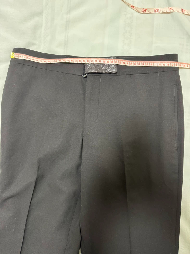 Hermes Crocodile Buckle Wool Silk Trousers-yf