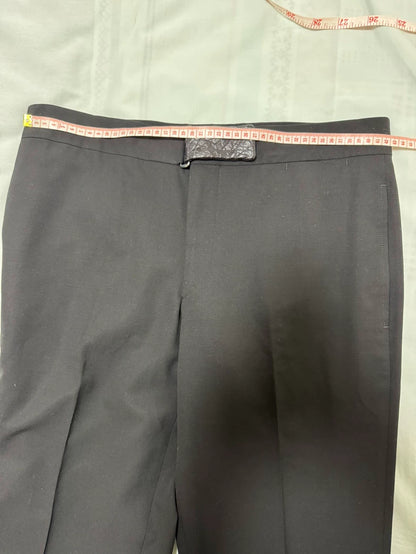 Hermes Crocodile Buckle Wool Silk Trousers-yf