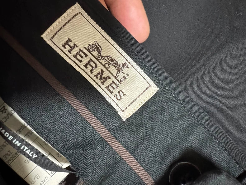 Hermes Crocodile Buckle Wool Silk Trousers-yf