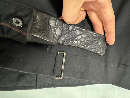 Hermes Crocodile Buckle Wool Silk Trousers-yf