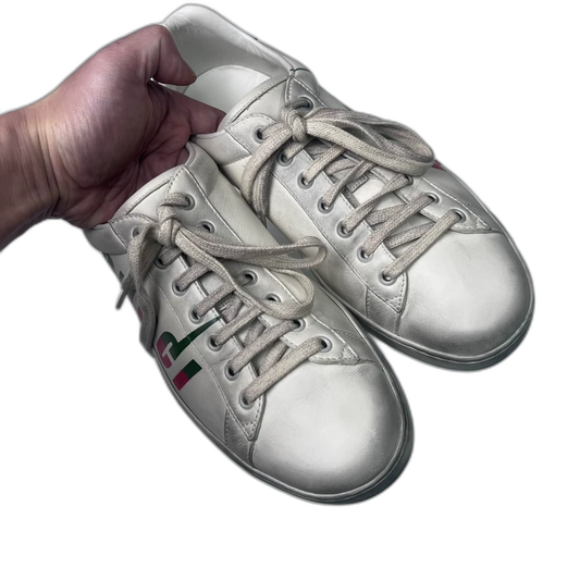 Gucci White Dirty Sneakers Size 8.5