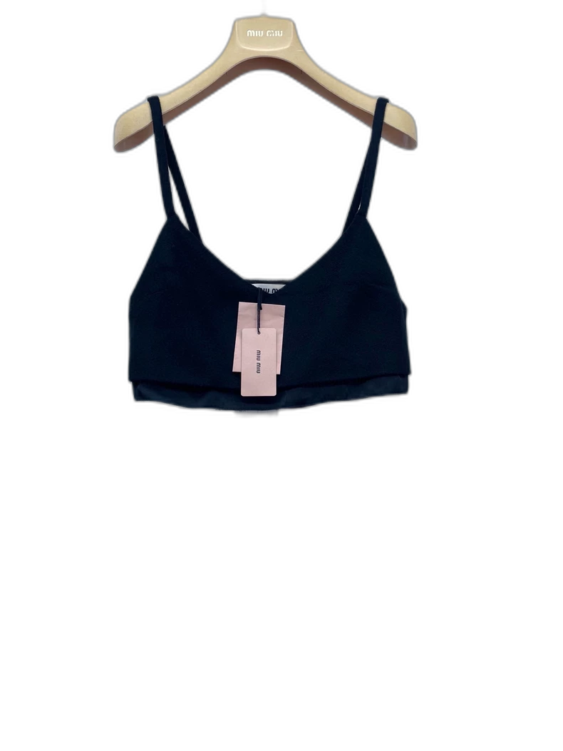 miumiu Black Wool Crop Top