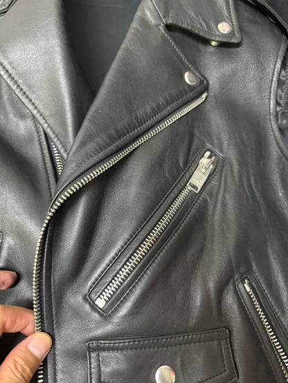 Saint Laurent Black Leather Biker Vest