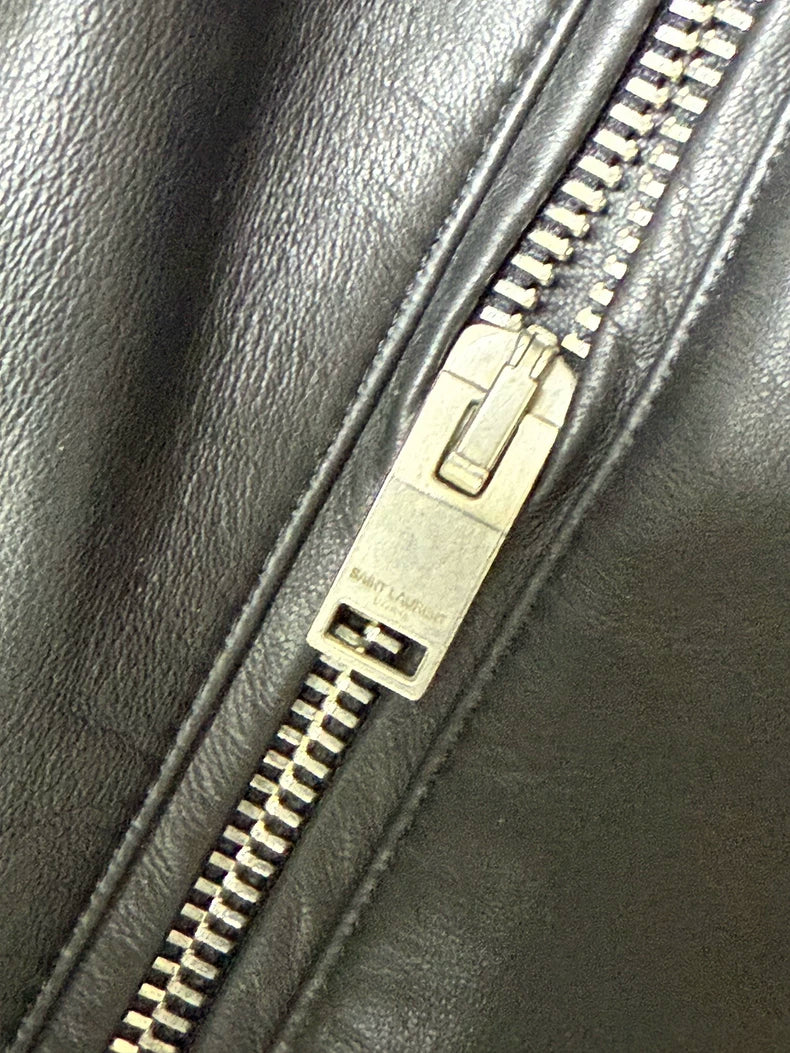 Saint Laurent Black Leather Biker Vest