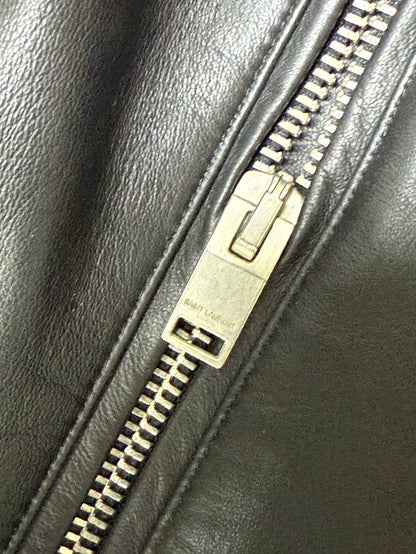 Saint Laurent Black Leather Biker Vest