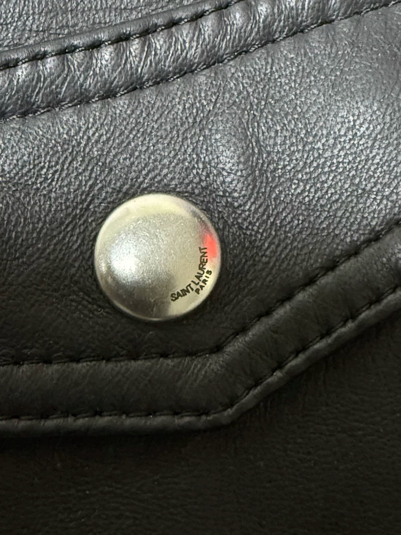 Saint Laurent Black Leather Biker Vest