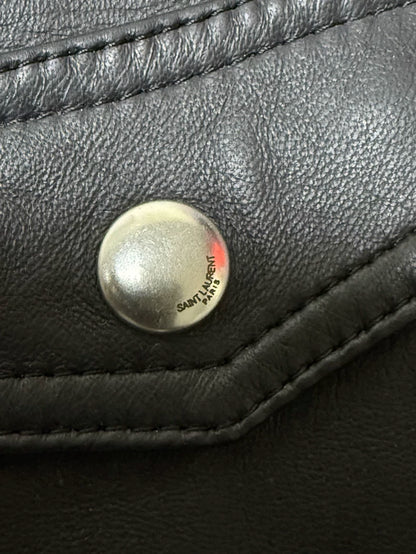 Saint Laurent Black Leather Biker Vest