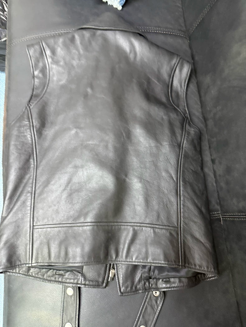 Saint Laurent Black Leather Biker Vest