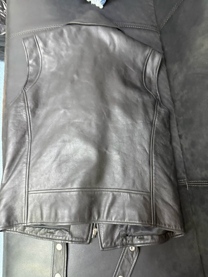 Saint Laurent Black Leather Biker Vest