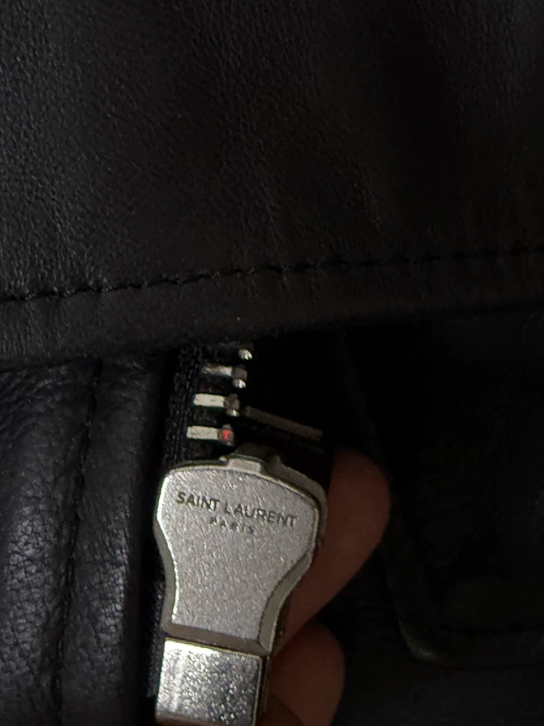 Saint Laurent Black Leather Biker Vest