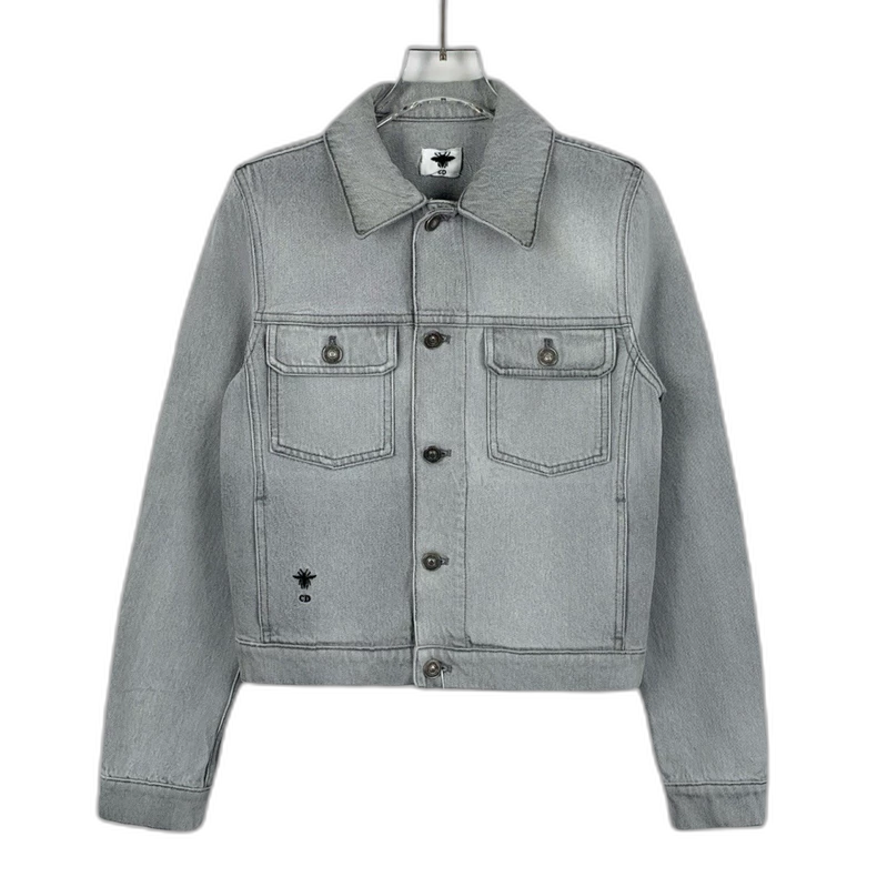 Dior Gray White Jungle Print Denim Jacket