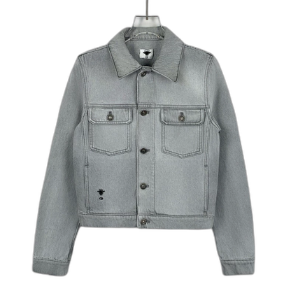 Dior Gray White Jungle Print Denim Jacket