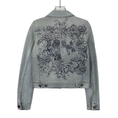 Dior Gray White Jungle Print Denim Jacket