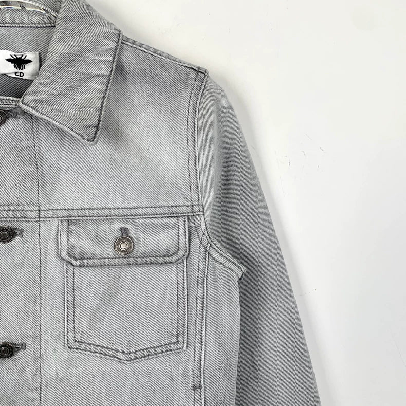 Dior Gray White Jungle Print Denim Jacket