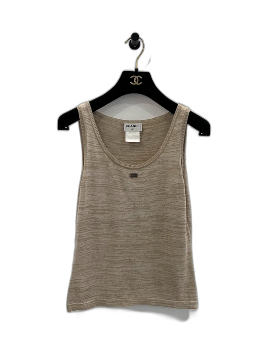 Chanel Beige Knit Sleeveless Tank Top