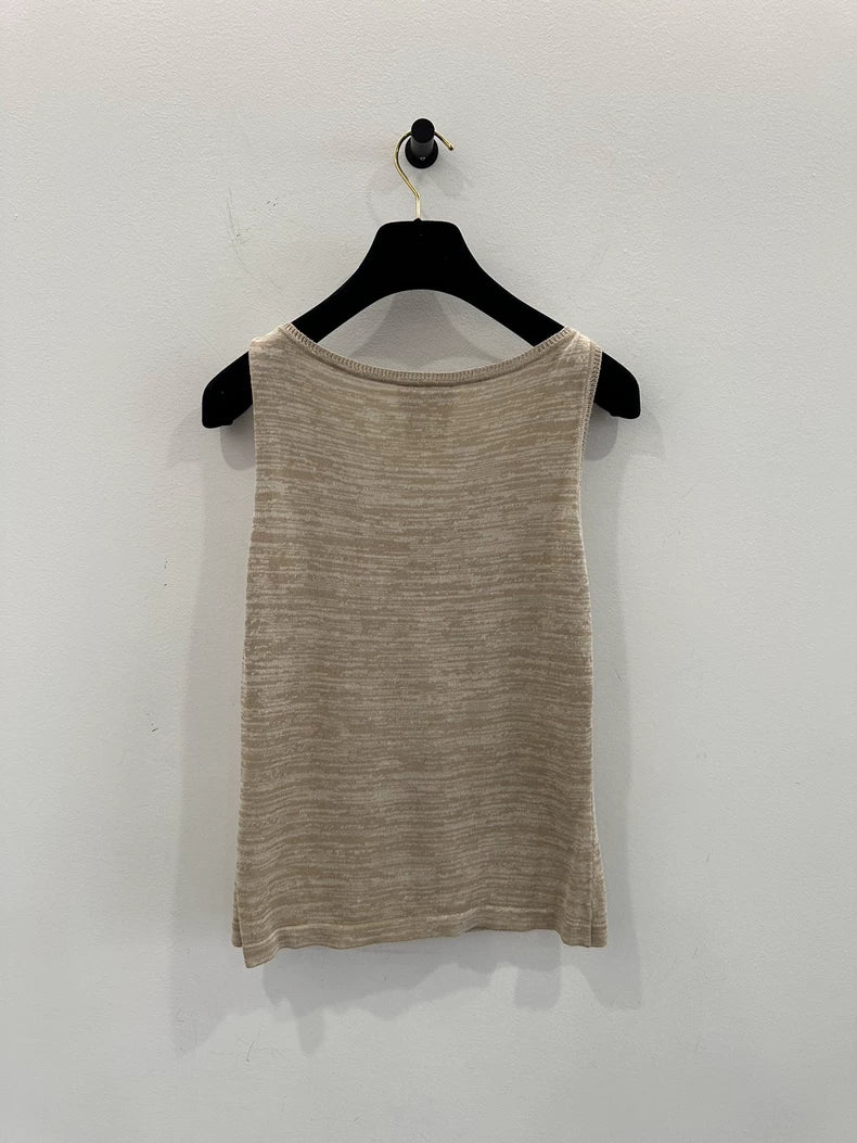 Chanel Beige Knit Sleeveless Tank Top