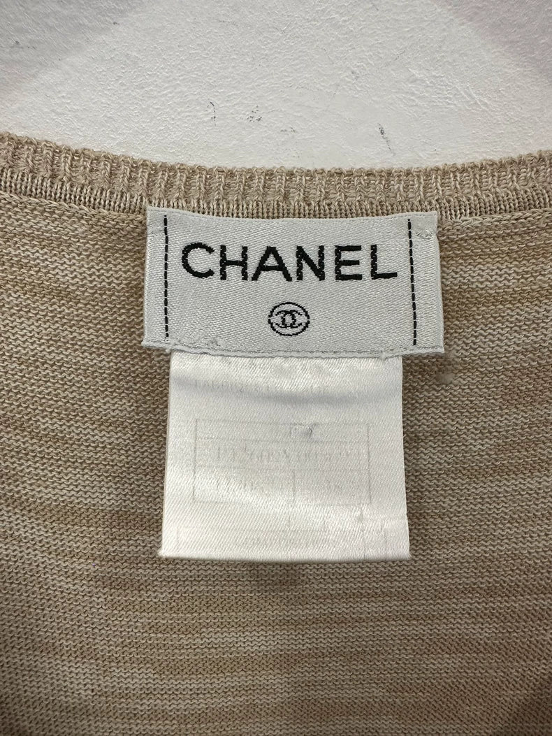 Chanel Beige Knit Sleeveless Tank Top