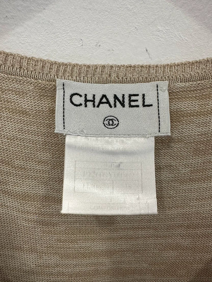 Chanel Beige Knit Sleeveless Tank Top