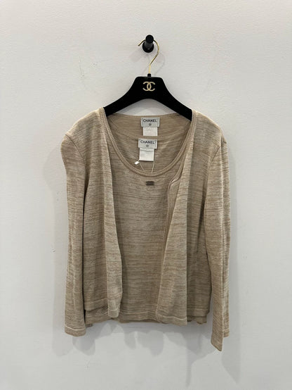 Chanel Beige Knit Sleeveless Tank Top