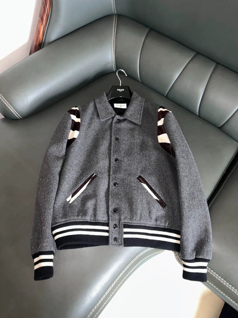 Saint Laurent Zebra Pattern Baseball Jacket