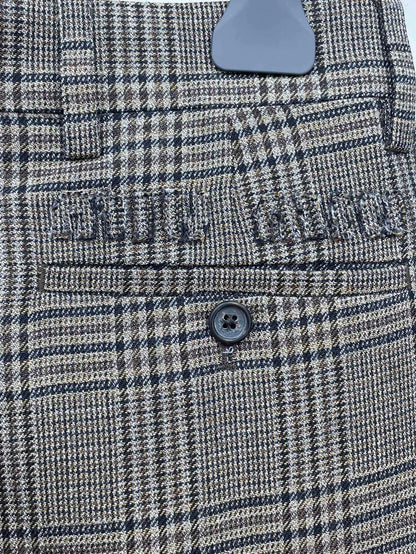 Miimu Check Logo Wool Straight Pants