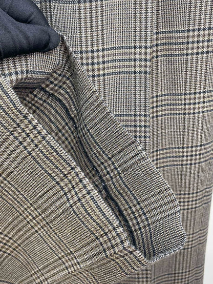 Miimu Check Logo Wool Straight Pants