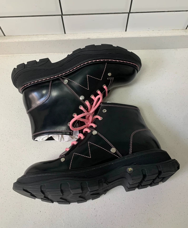 Alexander McQueen Black Pink Martin Boots
