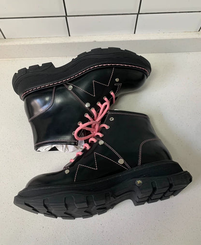 Alexander McQueen Black Pink Martin Boots