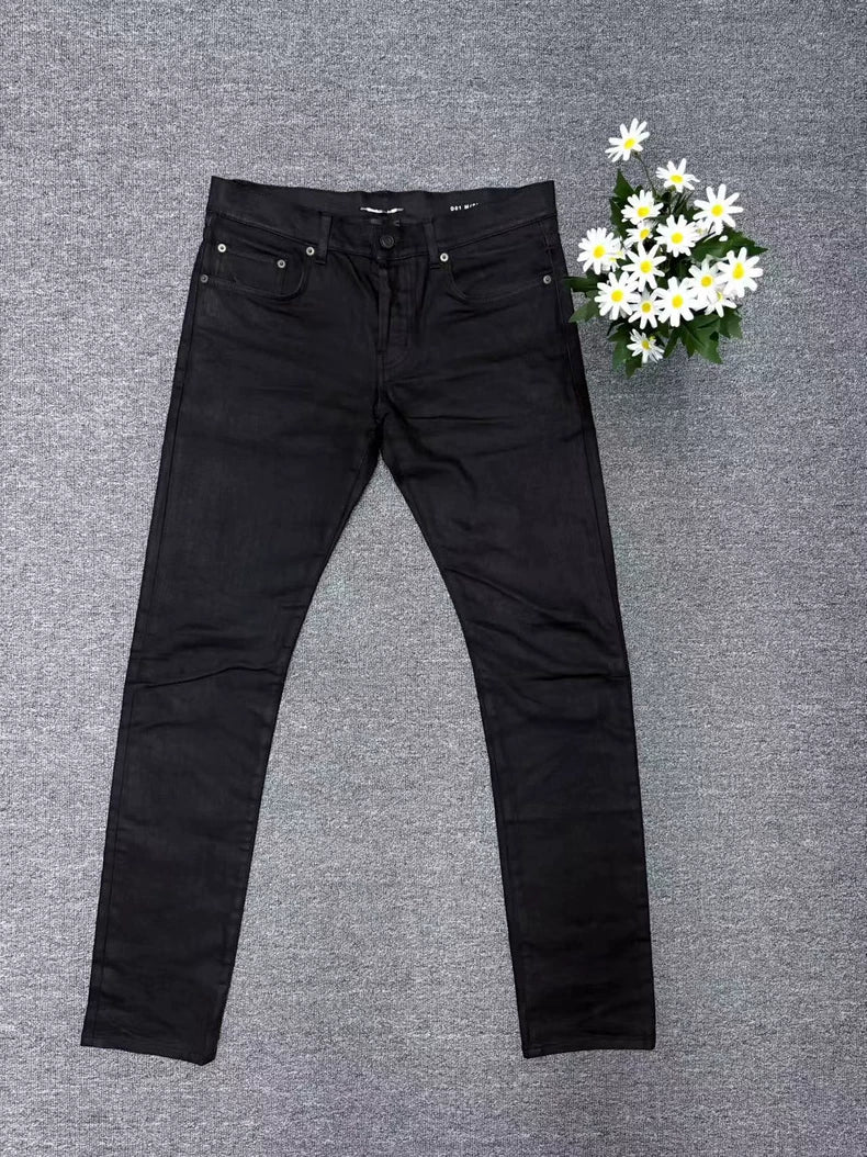 Saint Laurent Waxed Denim Pants in Black