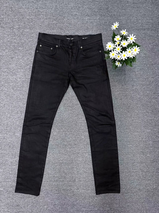 Saint Laurent Waxed Denim Pants in Black