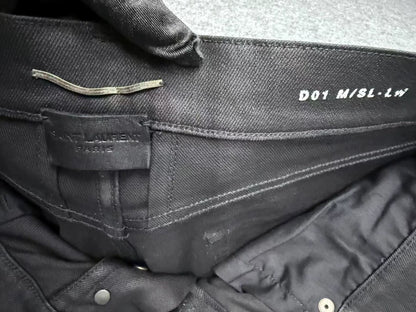 Saint Laurent Waxed Denim Pants in Black
