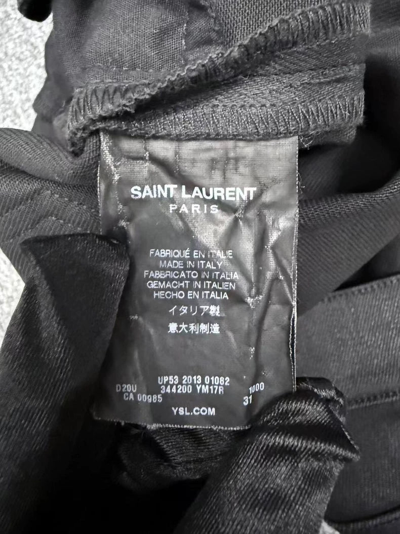 Saint Laurent Waxed Denim Pants in Black