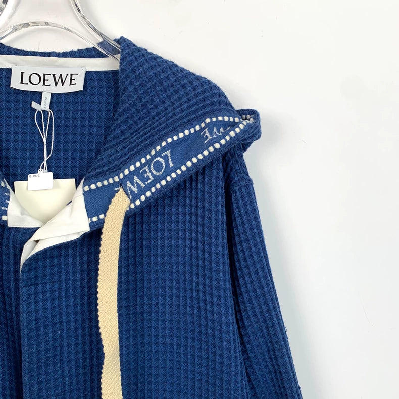 Loewe Blue Hoodie with Tassels and Embroidery