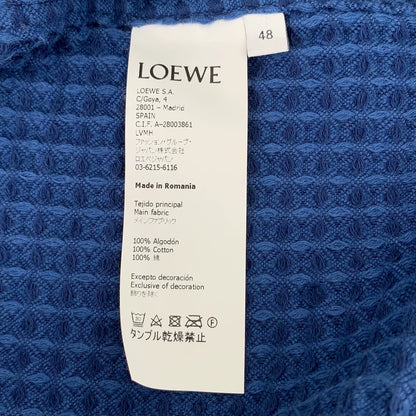 Loewe Blue Hoodie with Tassels and Embroidery
