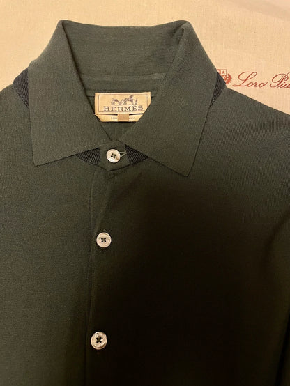 Hermes Knit Polo Shirt in Dark Green