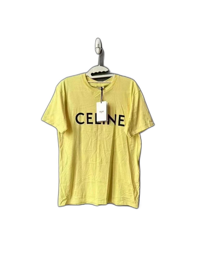 Celine Yellow Logo Short Sleeve T-shirt