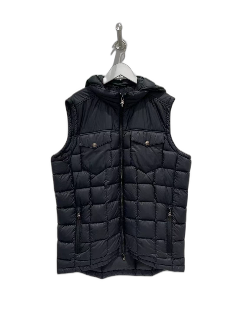 Chrome Hearts Black Padded Vest with Hood