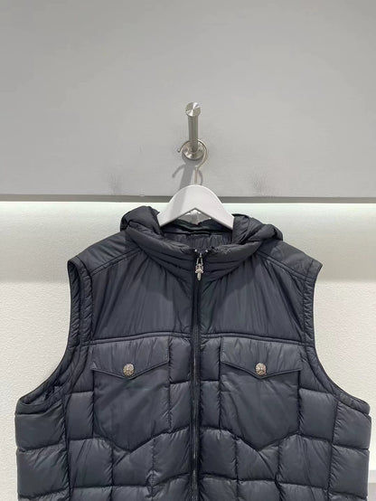 Chrome Hearts Black Padded Vest with Hood