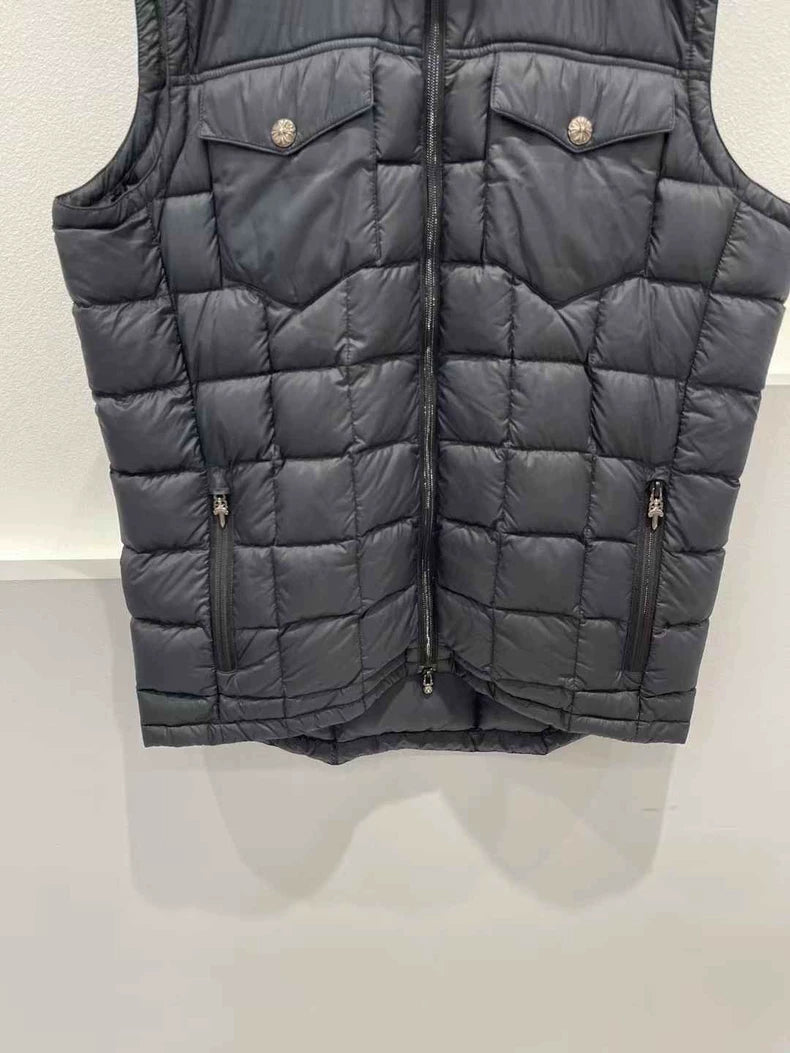 Chrome Hearts Black Padded Vest with Hood