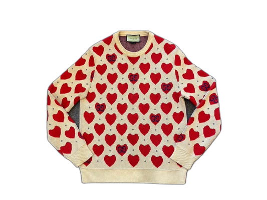 Gucci Love Pattern Long Sleeve Knit Sweater