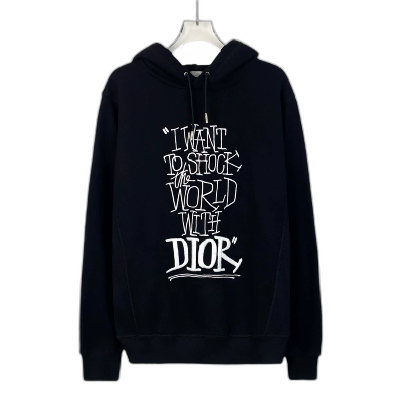 Dior Black Logo Embroidered Hoodie