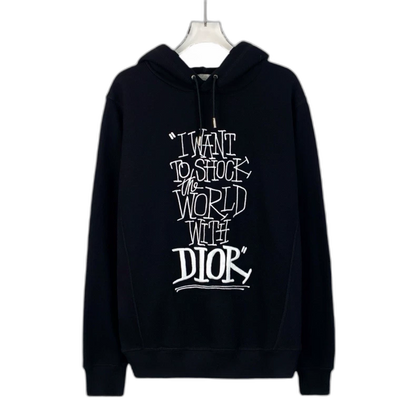 Dior Black Logo Embroidered Hoodie