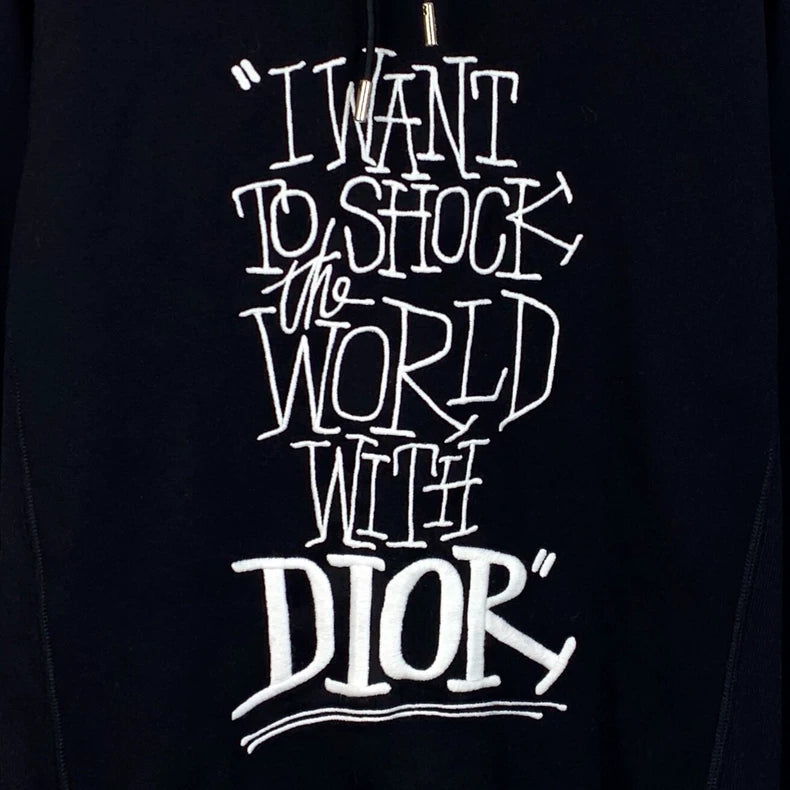 Dior Black Logo Embroidered Hoodie