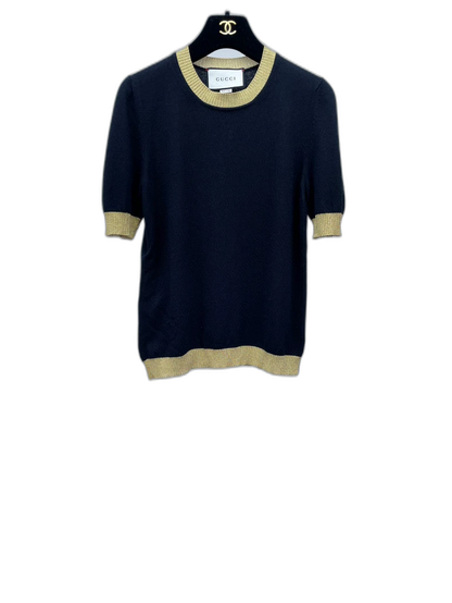 Gucci Short Sleeve Black Knit Top