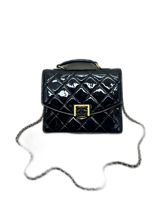 Vintage Chanel Black Patent Leather Bag