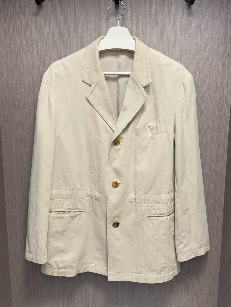 Ivory White Drawstring Jacket by Yohji Yamamoto